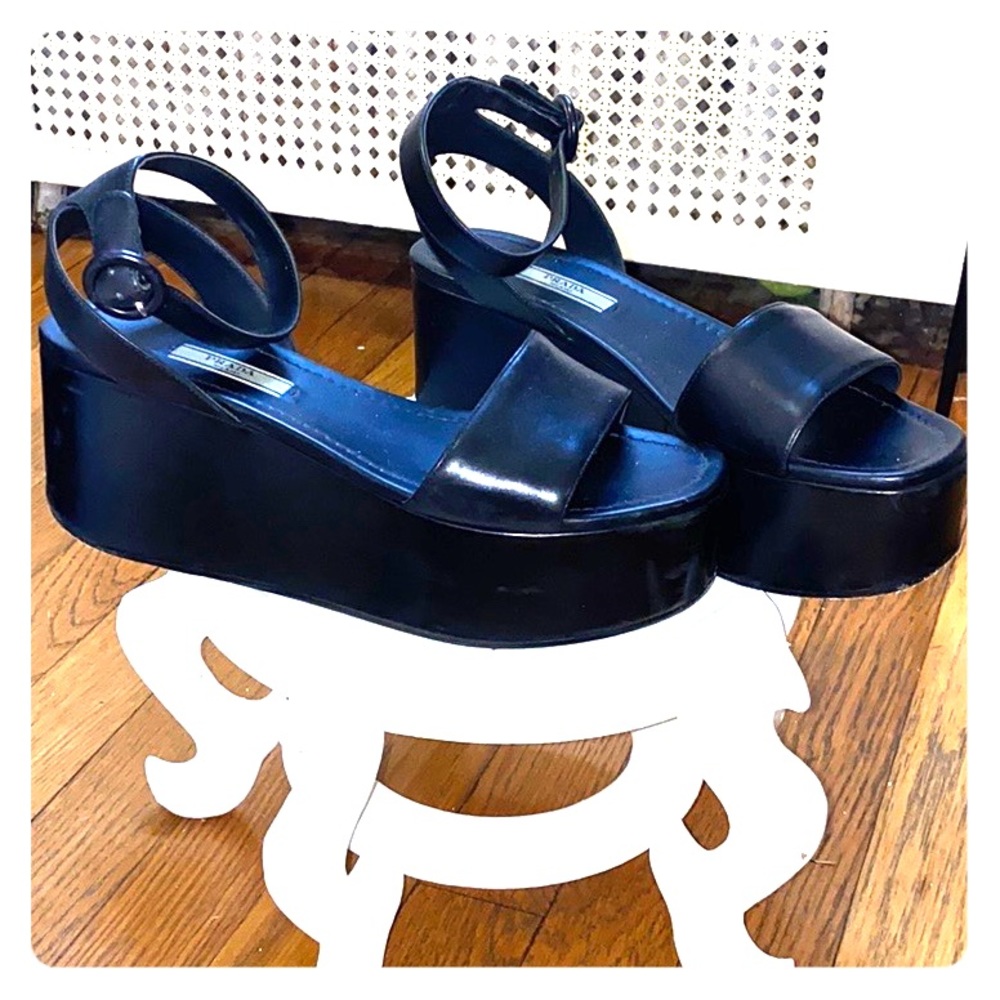 *SOLD* Authentic Prada Black Leather Flatforms
